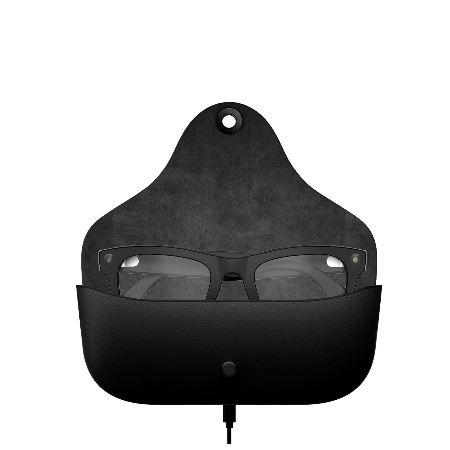 AI Glasses-Camera 8MP-Black Frame with transparency lens +Black Color Charging Case - 图片 1