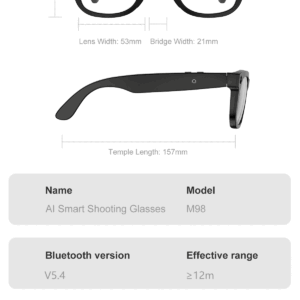 AI Glasses-Camera 8MP-Black Frame with transparency lens +Black Color Charging Case - 图片 10