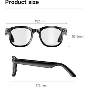 Smart AI Translation Glasses-Camera 8MP-Black Frame with transparency lens - 图片 5