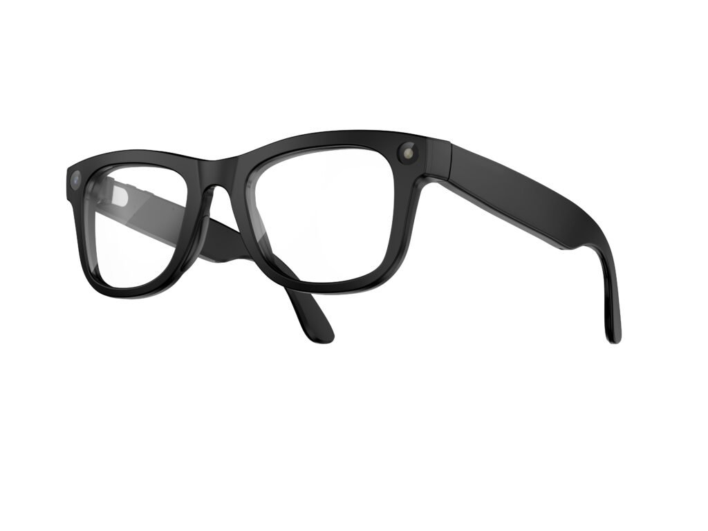 AI Glasses-Camera 8MP-Black Frame with transparency lens +Black Color Charging Case