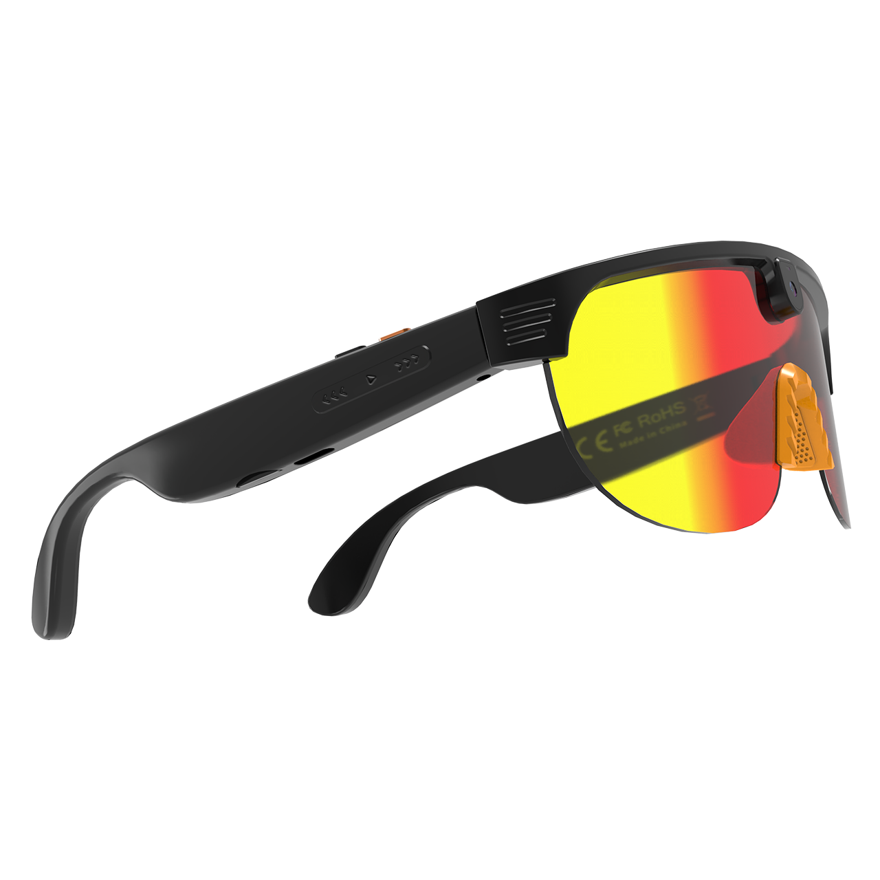 AI Smart Glasses Anti-shake 1080 HD Video Recording 8MP Camera Audio Cycling Sport Glasses Sunglasses-Orange Lens Color - 图片 2