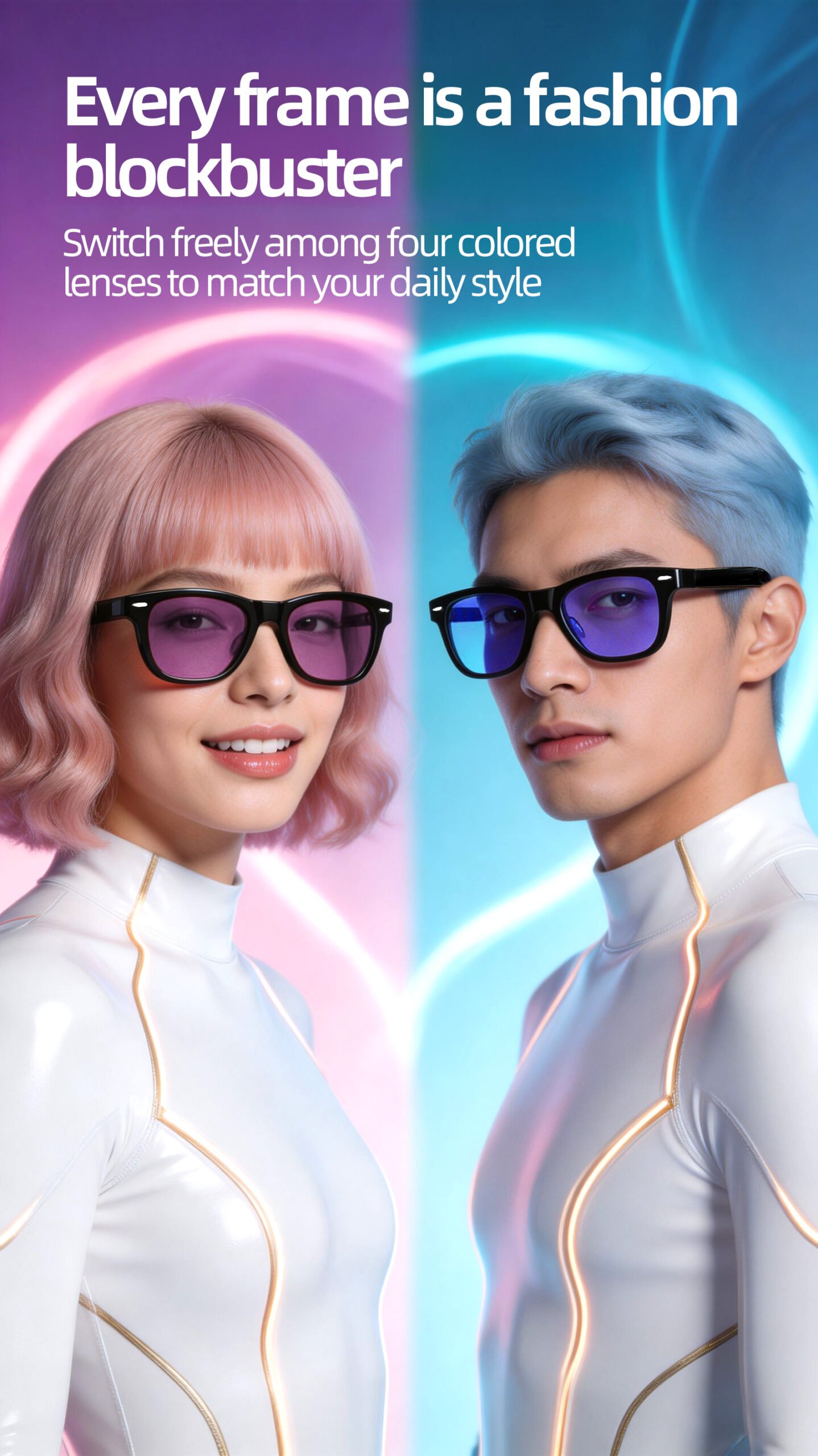 Smart Glasses-Electrochromic 4-colors HD Voice Call Fastest Color Switching Audio Glasses Sunglasses - 图片 1