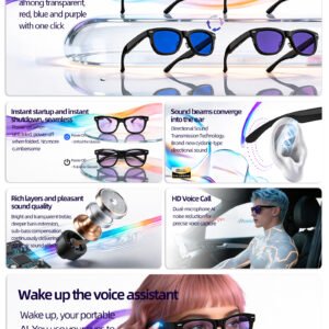 Smart Glasses-Electrochromic 4-colors HD Voice Call Fastest Color Switching Audio Glasses Sunglasses - 图片 12