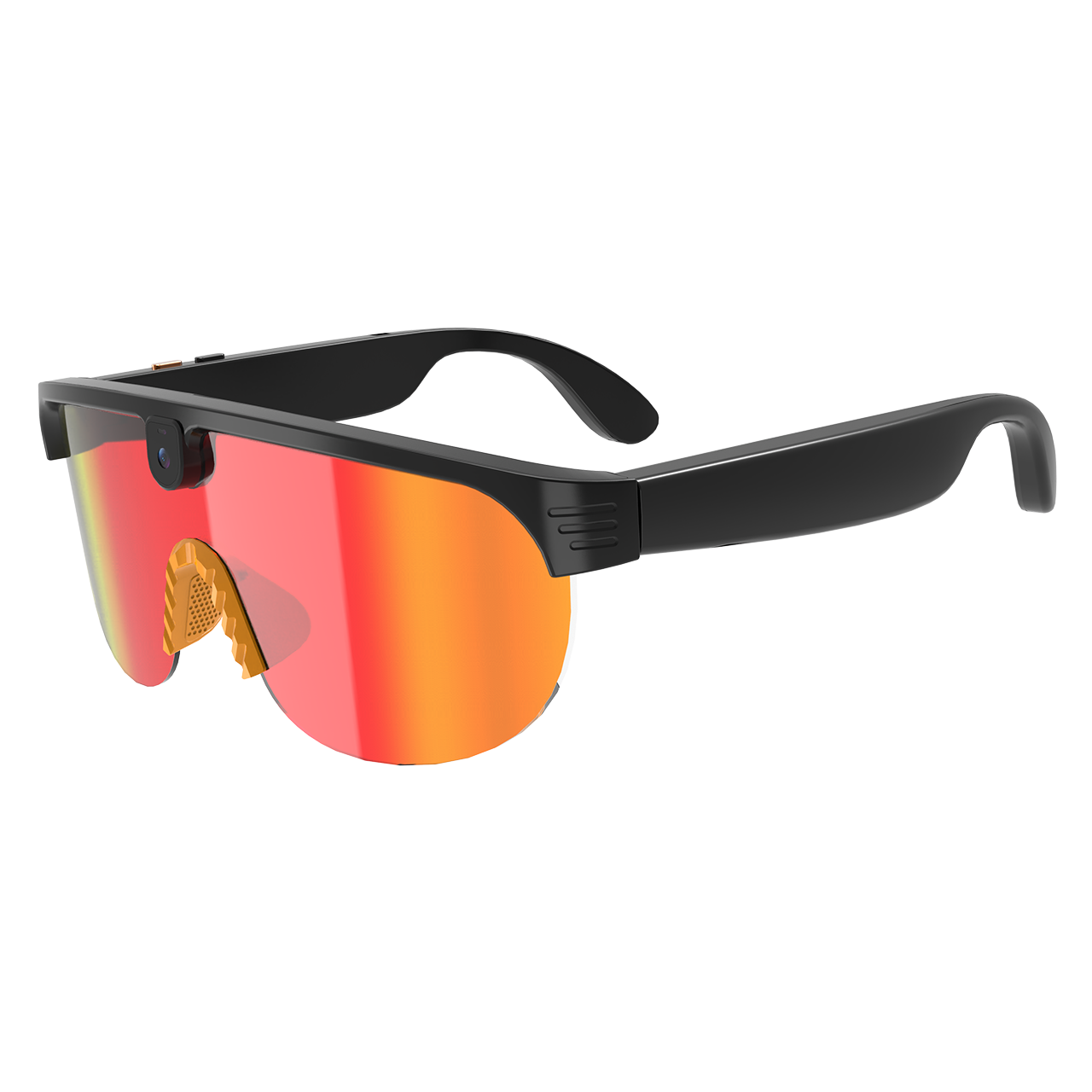 AI Smart Glasses Anti-shake 1080 HD Video Recording 8MP Camera Audio Cycling Sport Glasses Sunglasses-Orange Lens Color - 图片 8