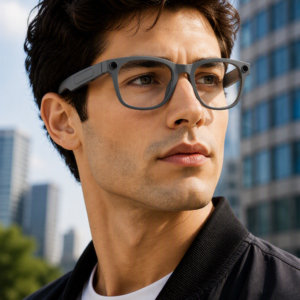 Smart AI Glasses-High Quality-2GB-Camera 8MP-410MaH Big Battery-Matte Gray Frame with Transparency Lens- AG01 - 图片 1