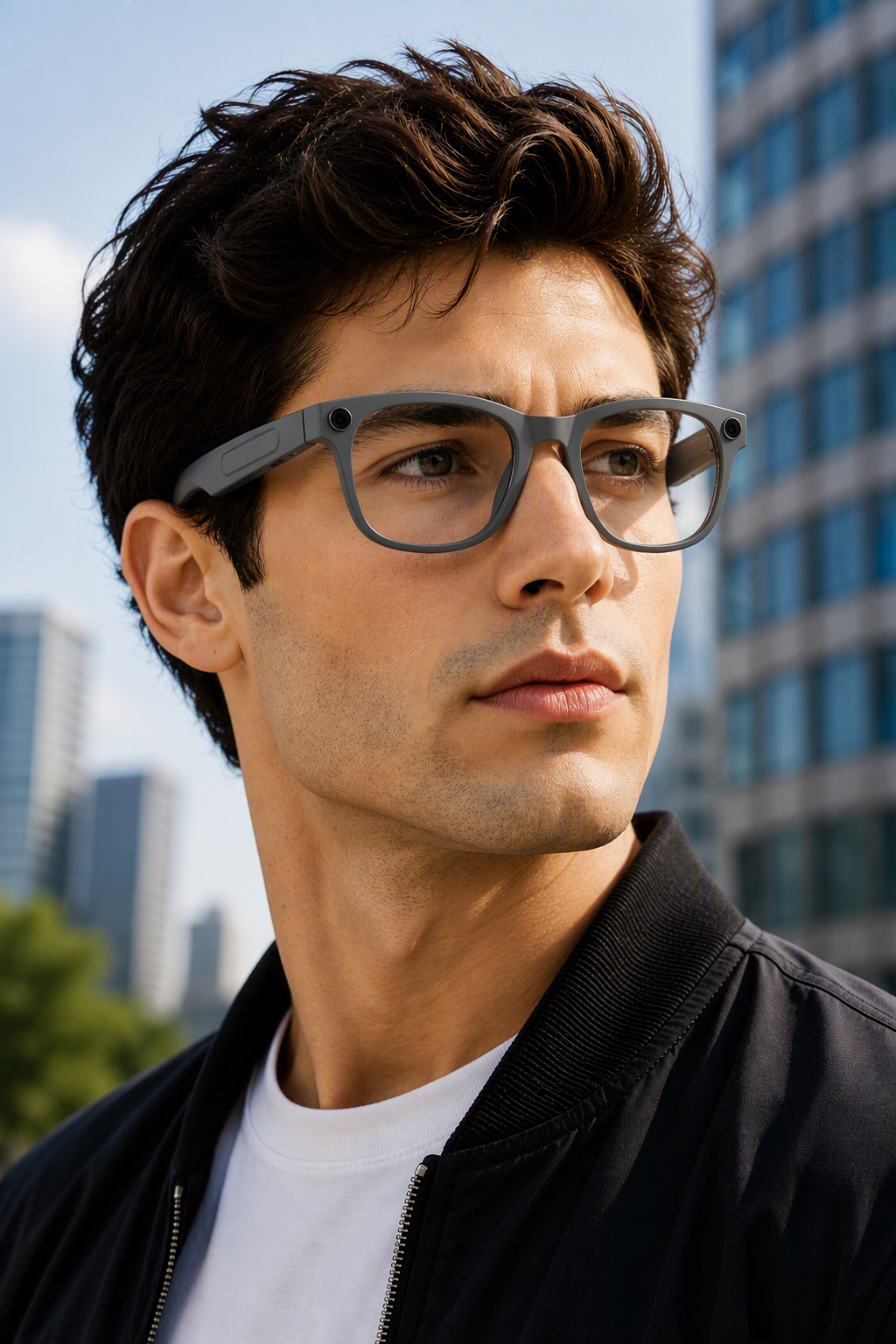 Smart AI Glasses-High Quality-2GB-Camera 8MP-410MaH Big Battery-Matte Gray Frame with Transparency Lens- AG01 - 图片 1