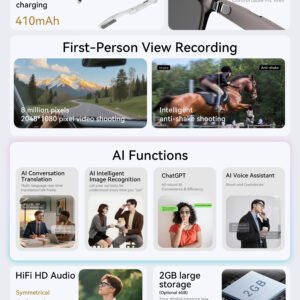 AI Glasses AG01-High Quality 2GB-Camera 8MP-410MaH Battery-Glossy Black Frame with Black Lens - 图片 8
