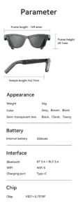 AI Glasses AG01-High Quality 2GB-Camera 8MP-410MaH Battery-Glossy Black Frame with Black Lens - 图片 7