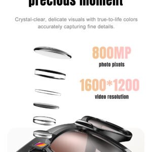AI Smart Glasses Ultra Light 8MP Camera Photochromic Lens Sunglasses-Black Frame with Photochromic Lens Transparence turn to Gray Color - 图片 8