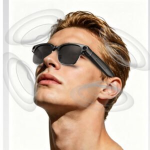 AI Smart Glasses Fashion Design 13MP Camera 4K HD Shooting AI Assittant Metal Frame Anti-Shake HIFI Sound Quality-Black Color