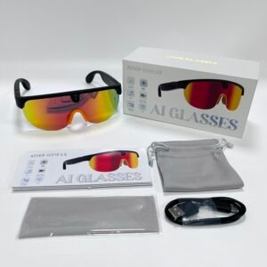 AI Smart Glasses Anti-shake 1080 HD Video Recording 8MP Camera Audio Cycling Sport Glasses Sunglasses-Orange Lens Color - 图片 11