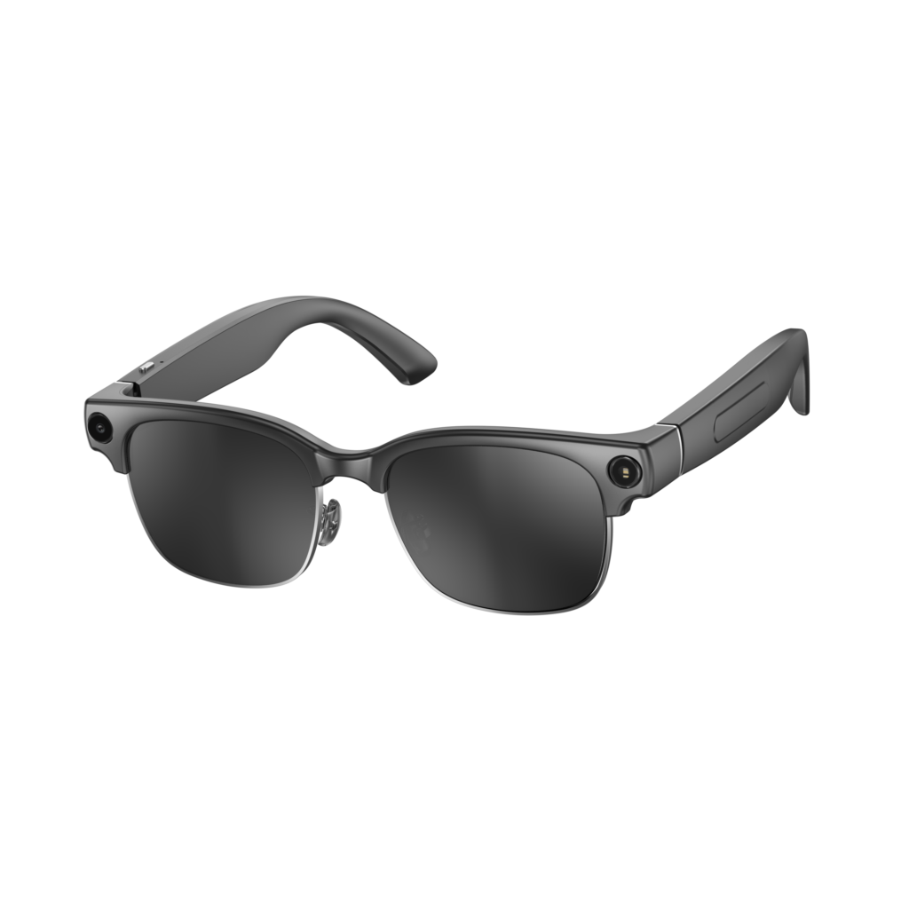 AI Smart Glasses Fashion Design 13MP Camera 4K HD Shooting AI Assittant Metal Frame Anti-Shake HIFI Sound Quality-Black Color