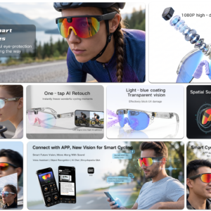 AI Smart Glasses Anti-shake 1080 HD Video Recording 8MP Camera Audio Cycling Sport Glasses Sunglasses-Orange Lens Color - 图片 9
