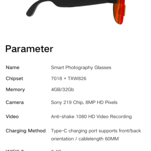 AI Smart Glasses Anti-shake 1080 HD Video Recording 8MP Camera Audio Cycling Sport Glasses Sunglasses-Orange Lens Color - 图片 10
